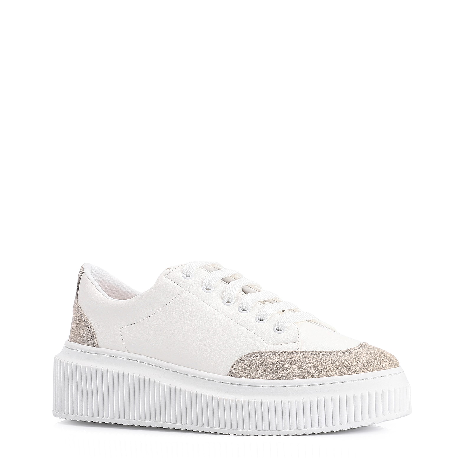 Tênis Flatform Alt Branco/Camurça Cinza