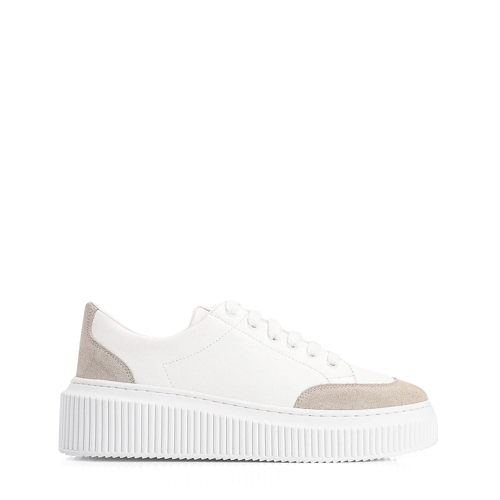 Tênis Flatform Alt Branco/Camurça Cinza