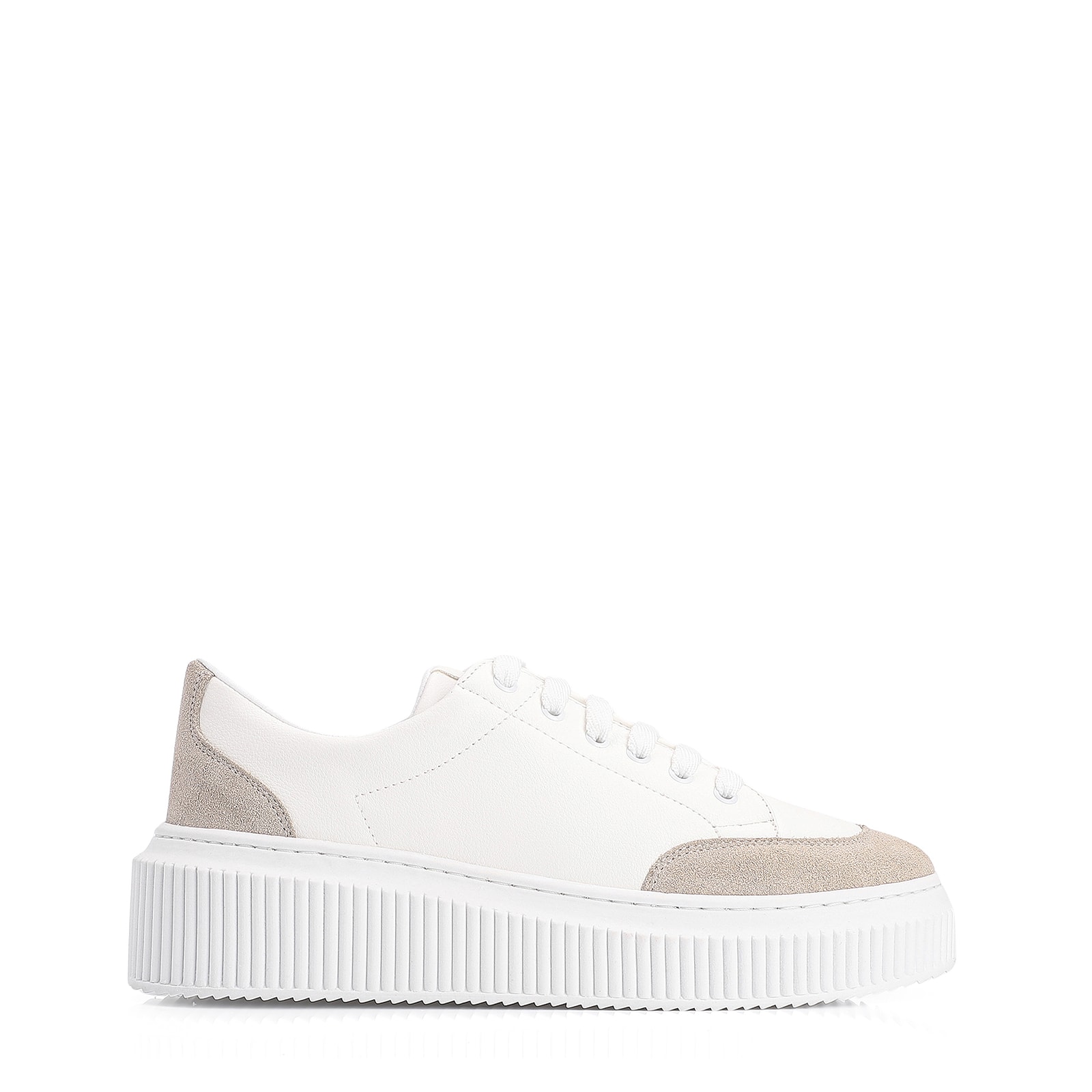 Tênis Flatform Alt Branco/Camurça Cinza