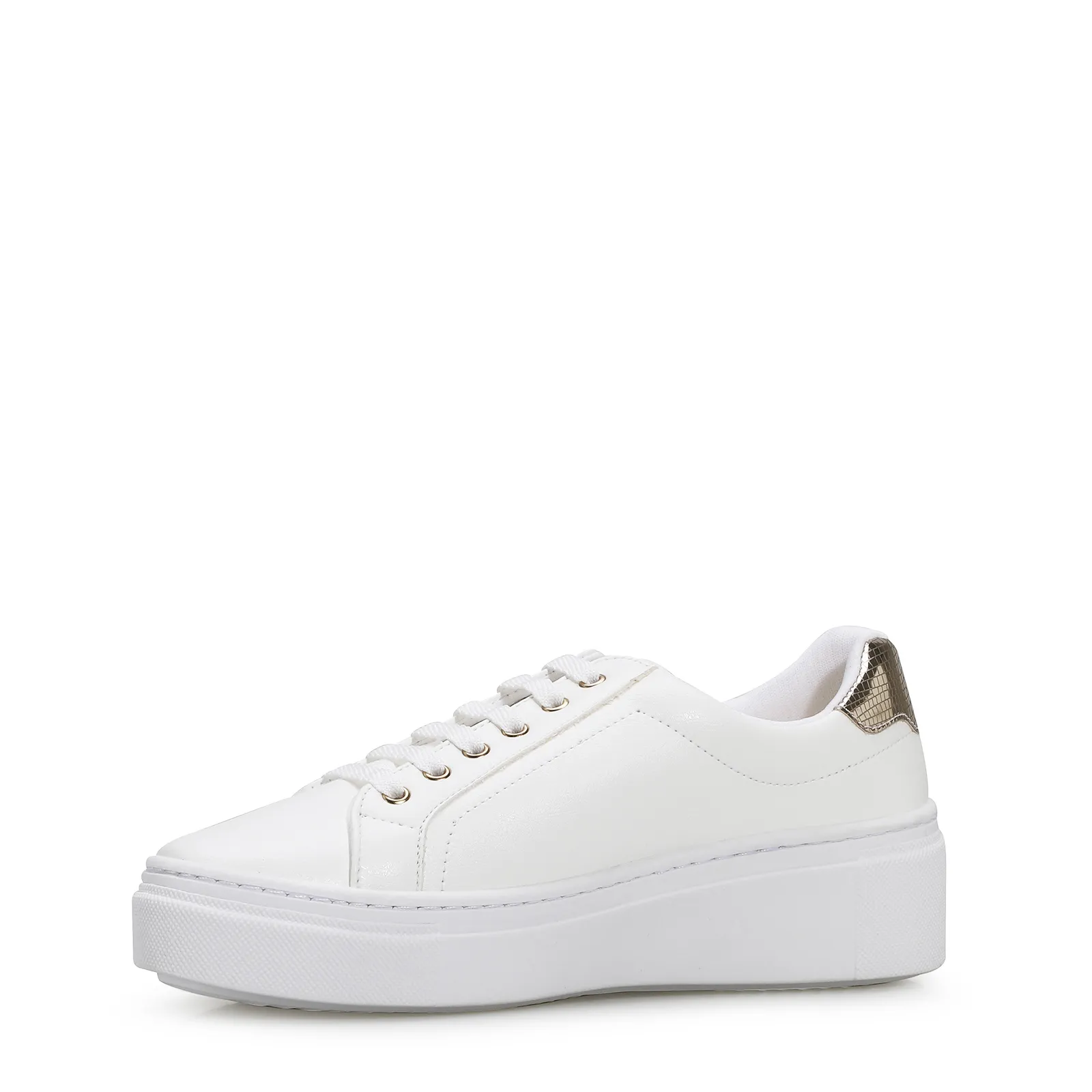 Tênis Flatform Alt Branco/Dourado