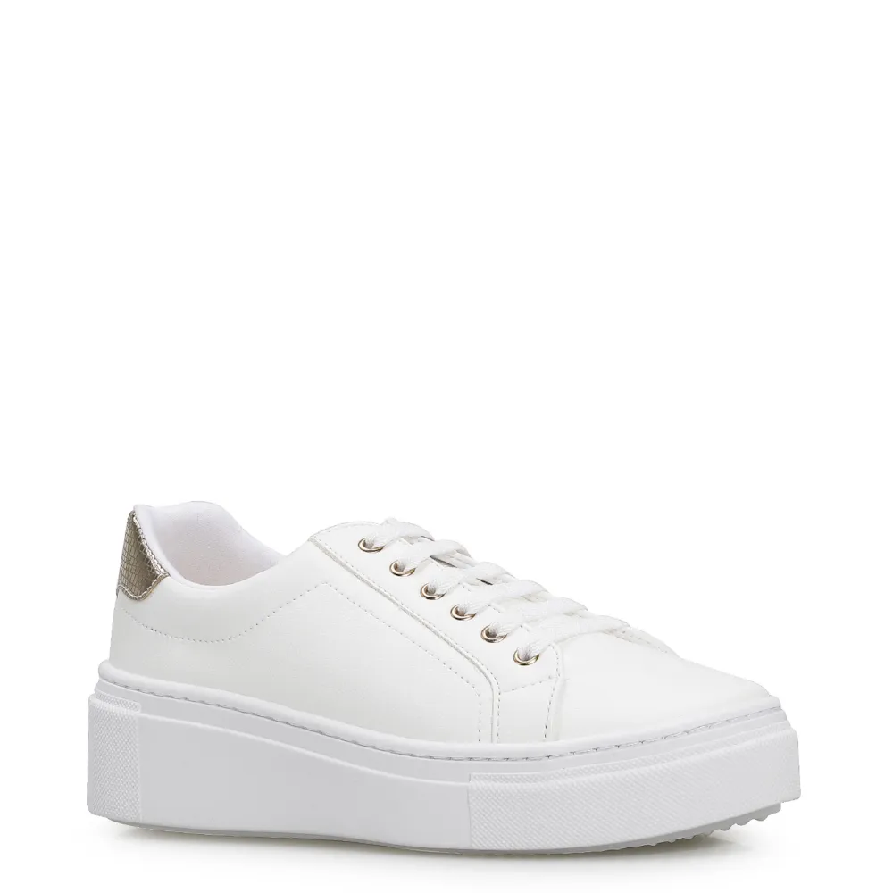 Tênis Flatform Alt Branco/Dourado