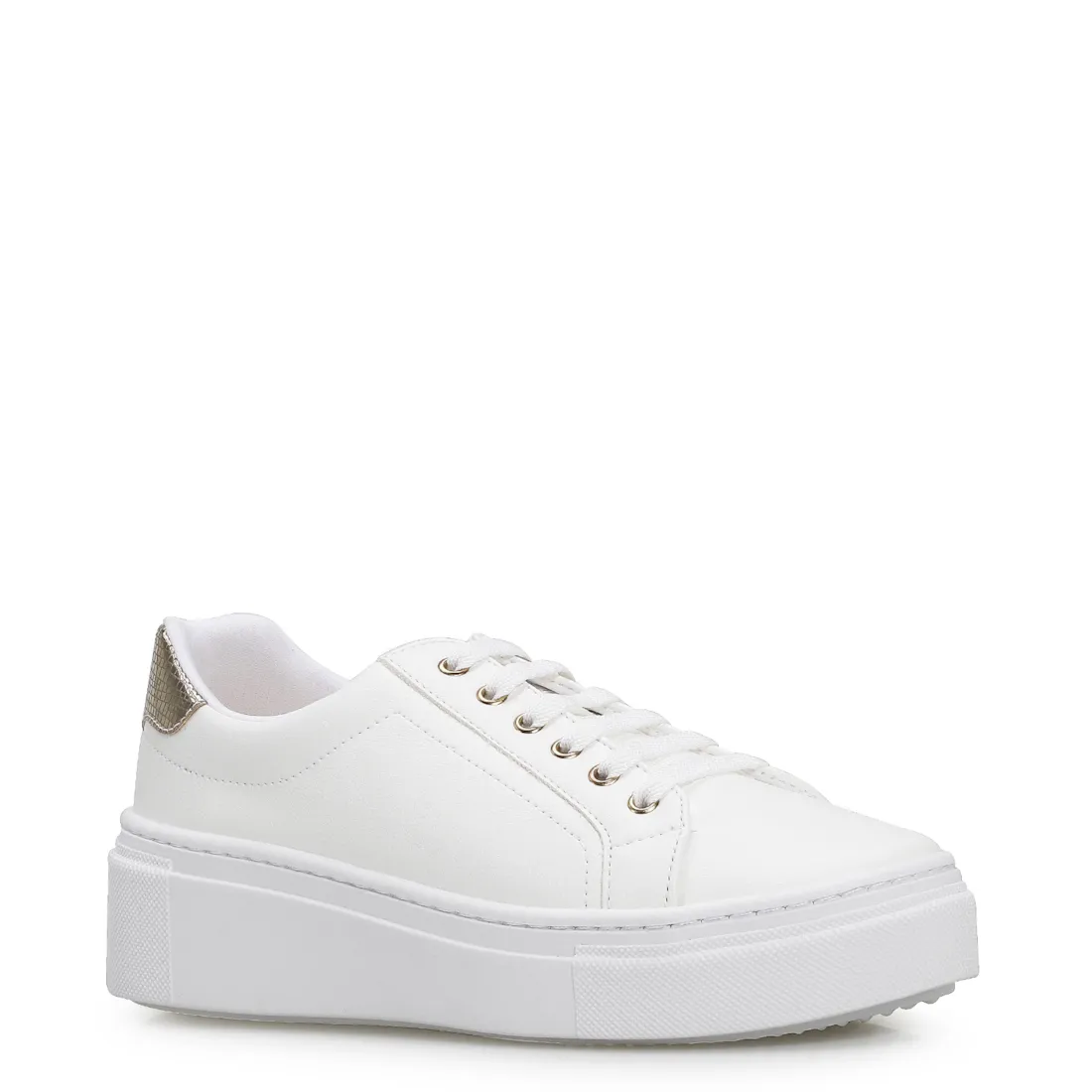 Tênis Flatform Alt Branco/Dourado