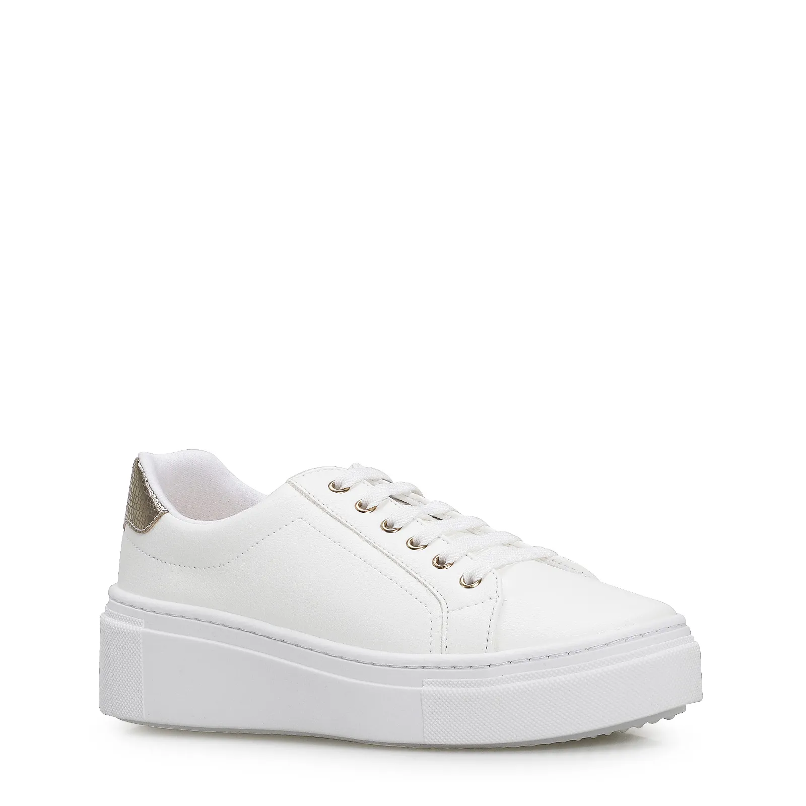 Tênis Flatform Alt Branco/Dourado