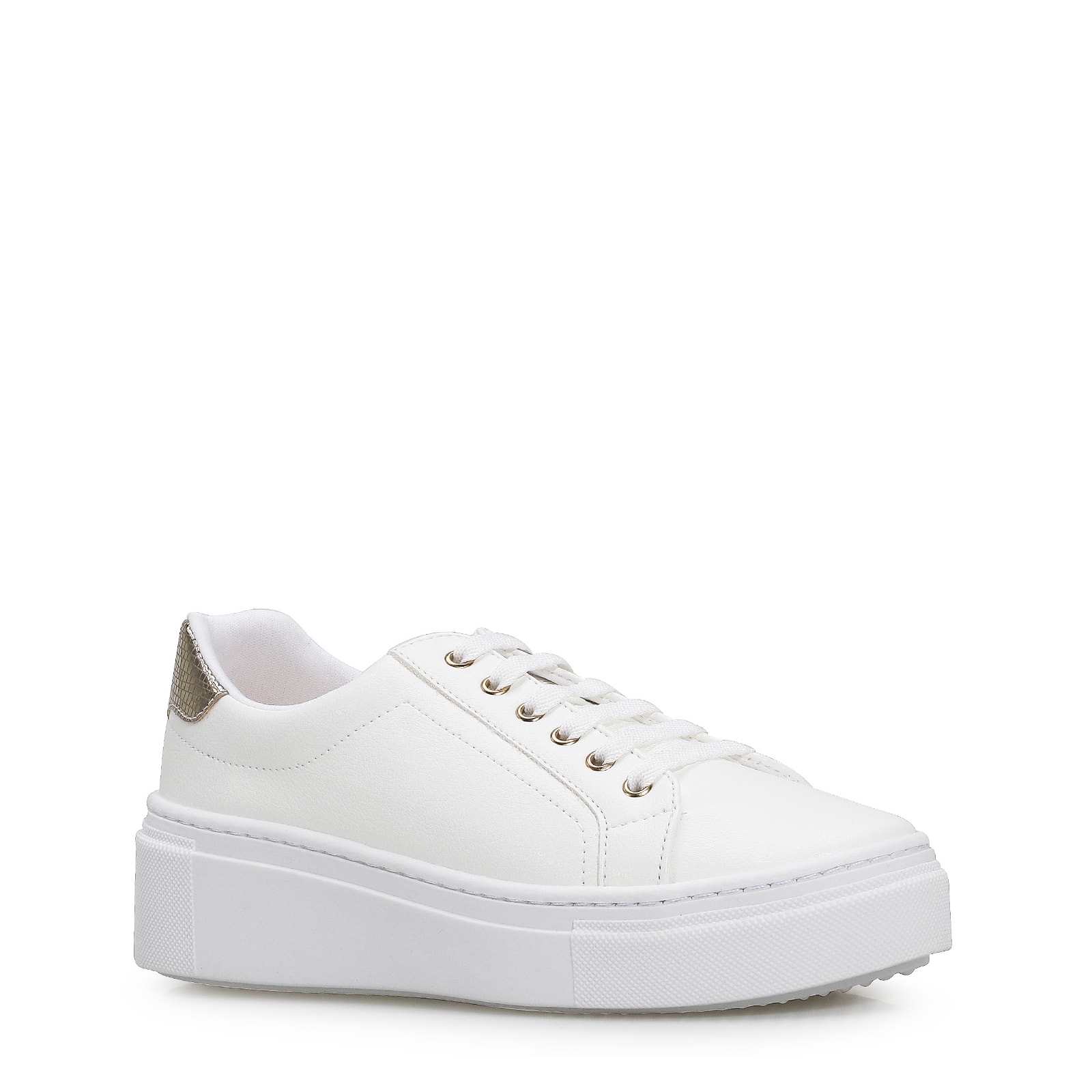 Tênis Flatform Alt Branco/Dourado