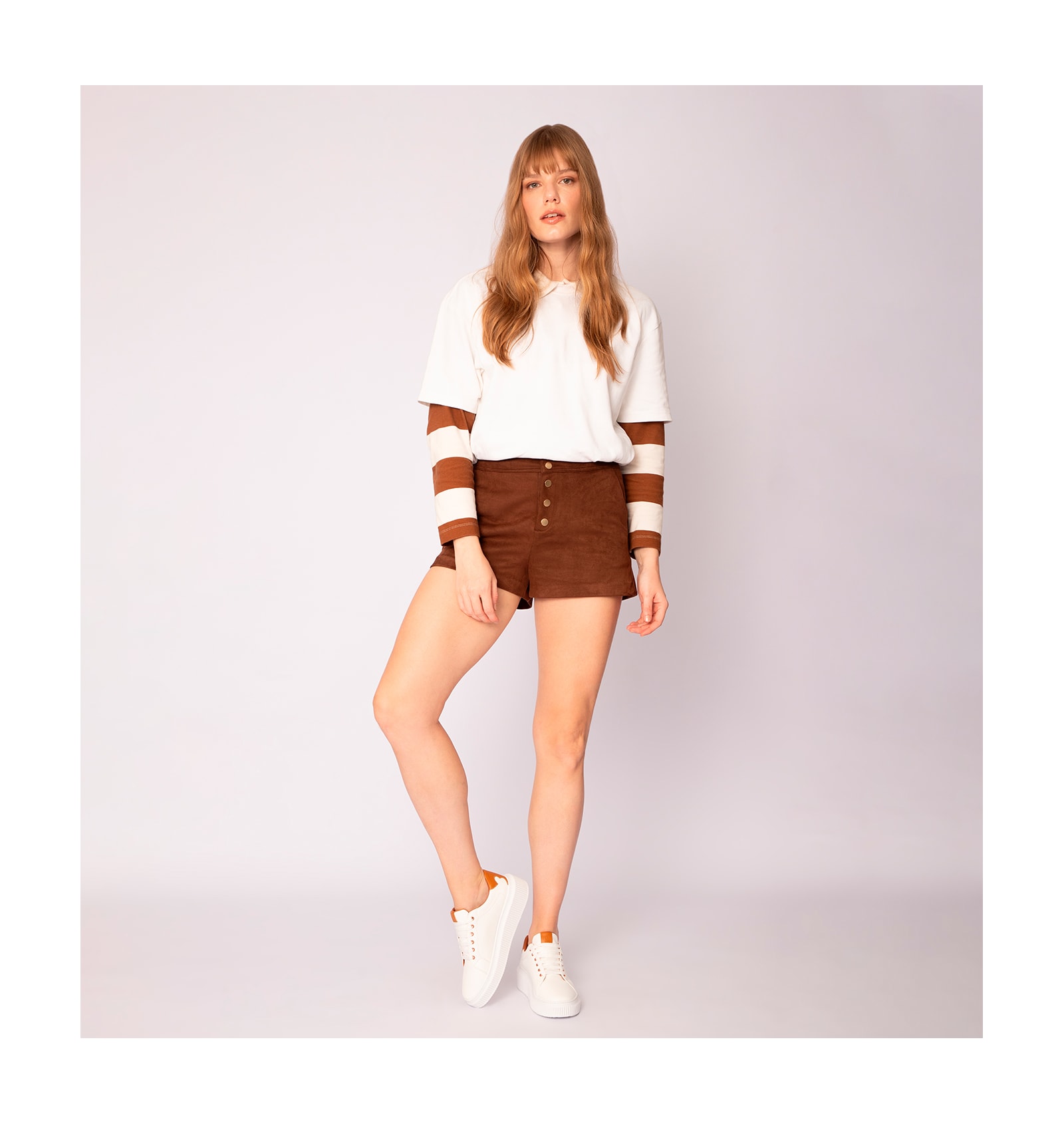 Tênis Flatform Alt Branco/Marrom