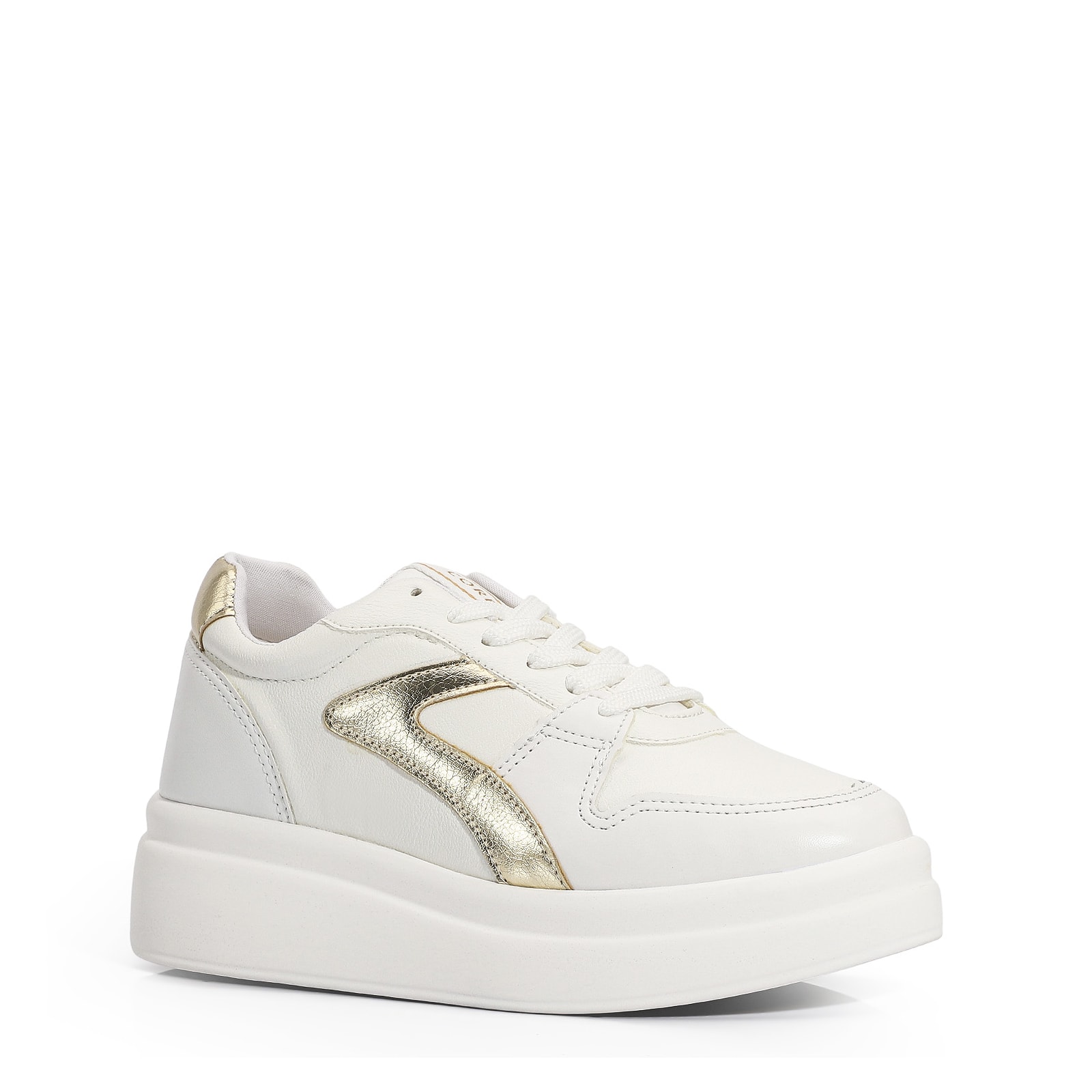 Tênis Flatform Alt Branco/Ouro