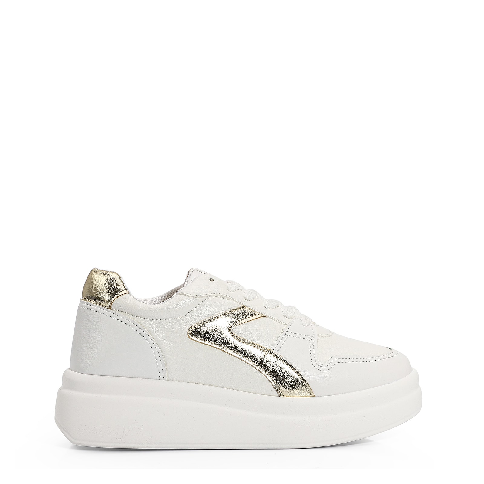 Tênis Flatform Alt Branco/Ouro
