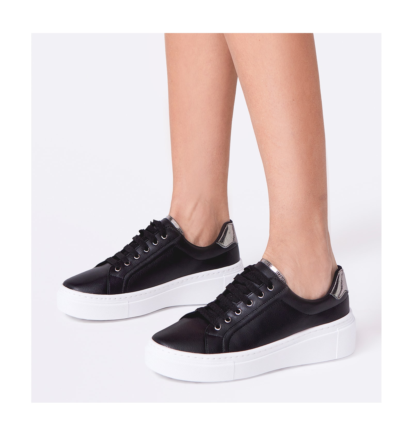 Tênis Flatform Alt Preto/Lezard Dourado