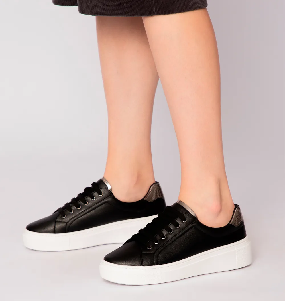 Tênis Flatform Alt Preto/Lezard Prata - imagem 2