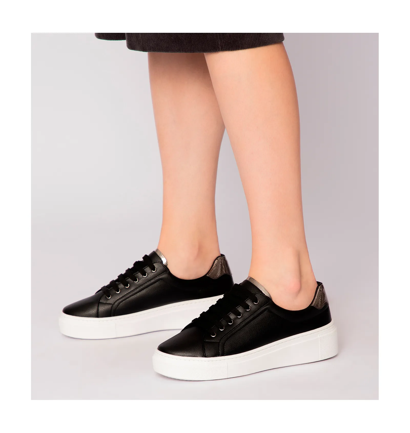 Tênis Flatform Alt Preto/Lezard Prata
