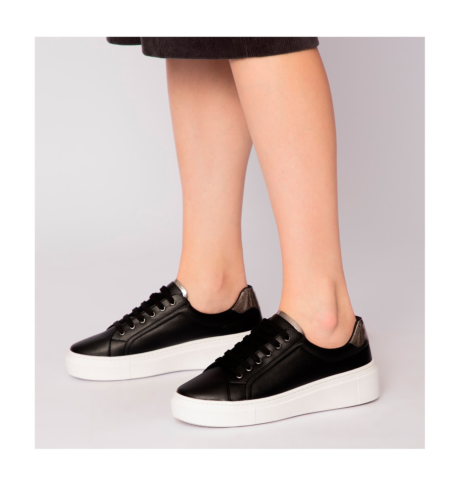 Tênis Flatform Alt Preto/Lezard Prata
