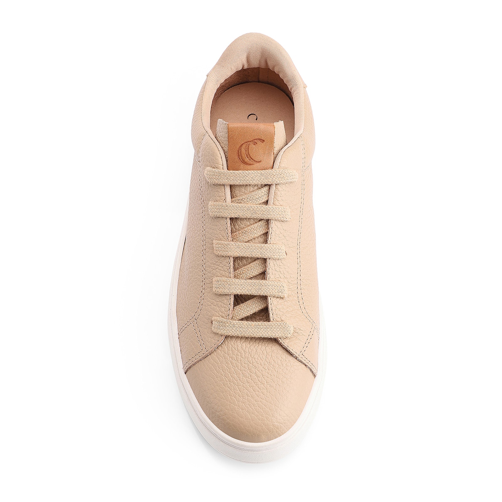 Tênis Flatform Couro Bege