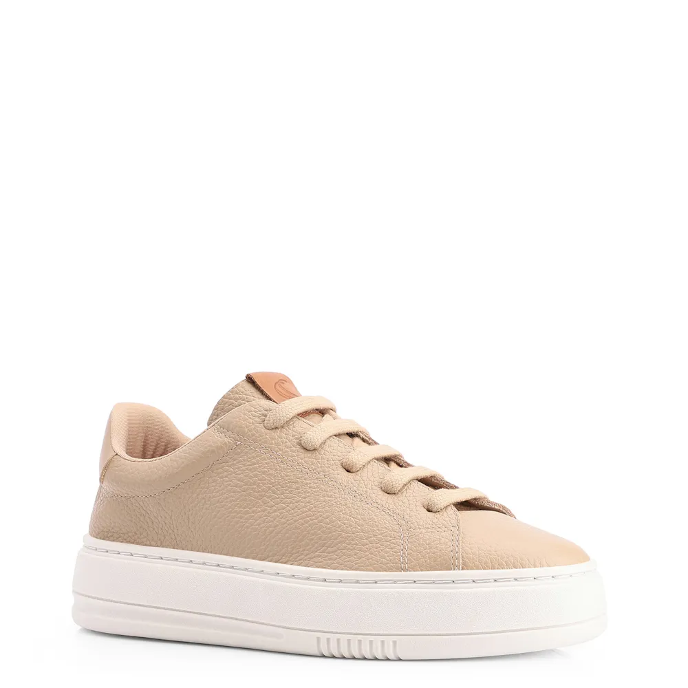 Tênis Flatform Couro Bege