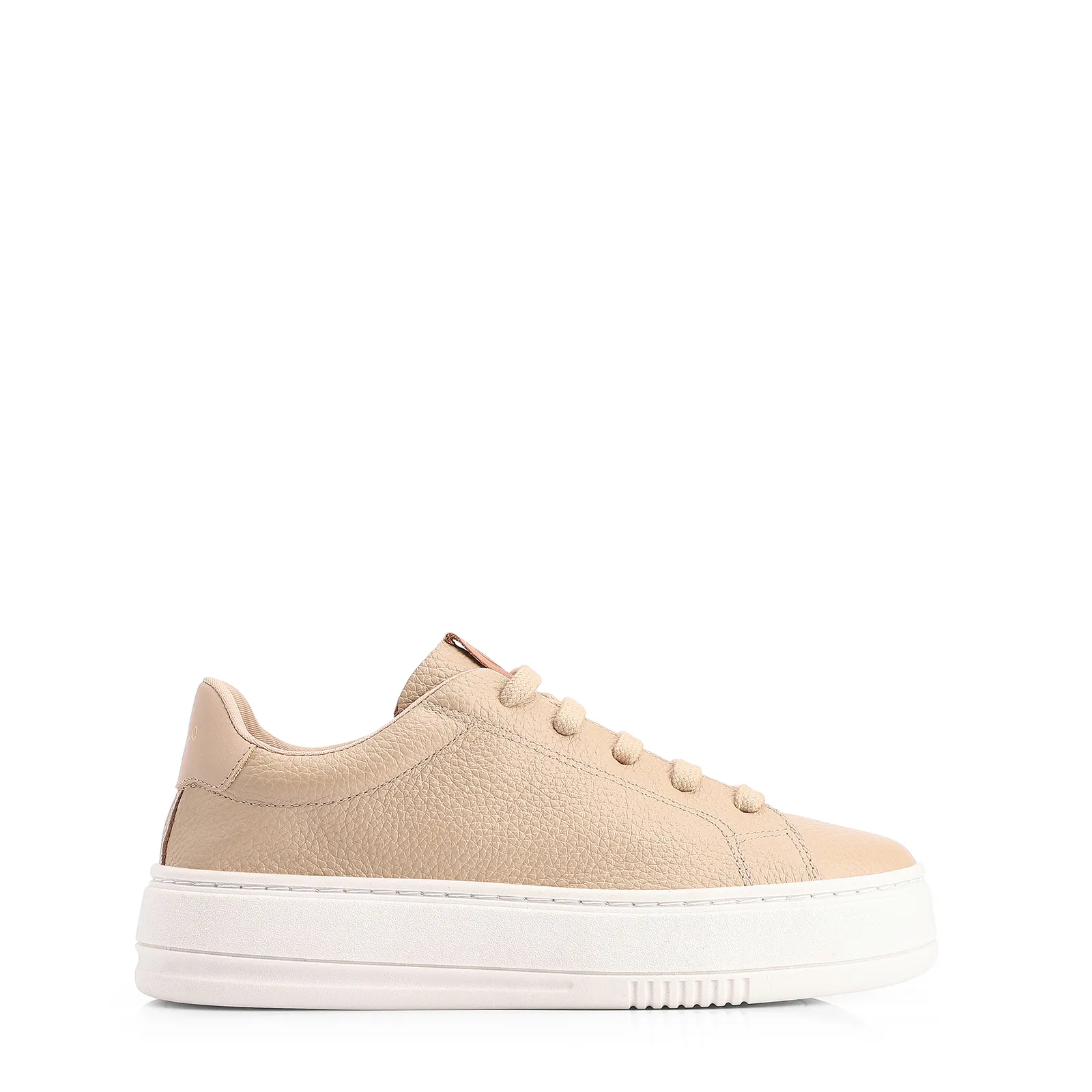 Tênis Flatform Couro Bege