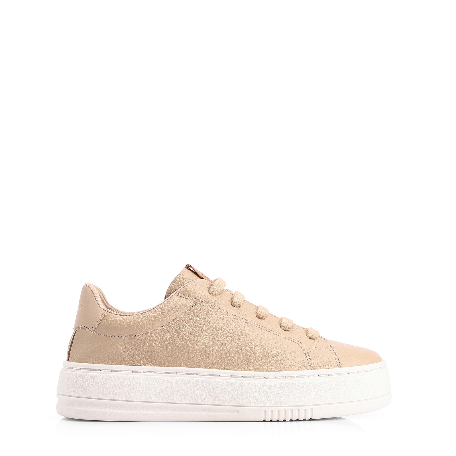 Tênis Flatform Couro Bege