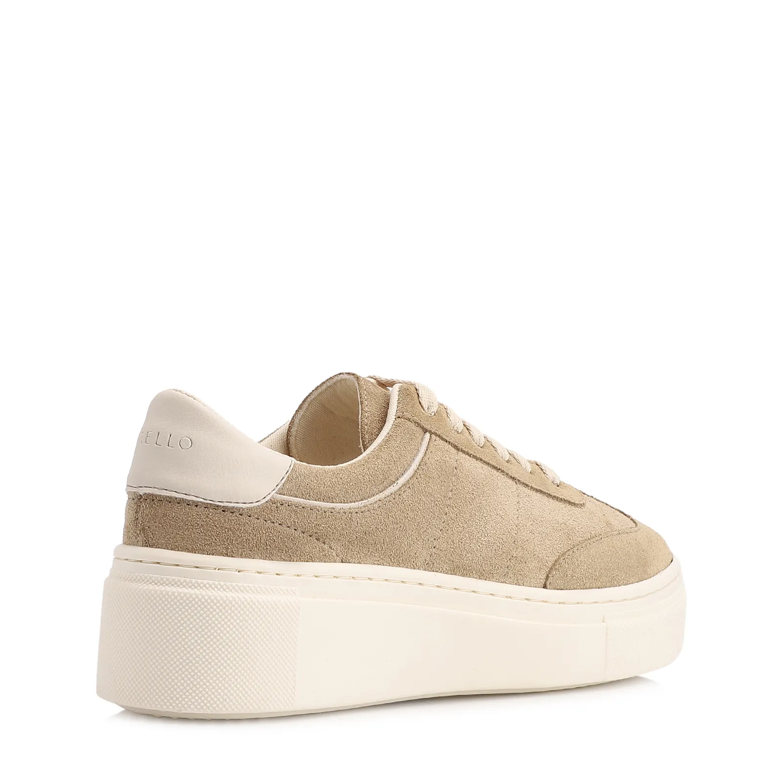 Tênis Flatform Couro Camurça Bege