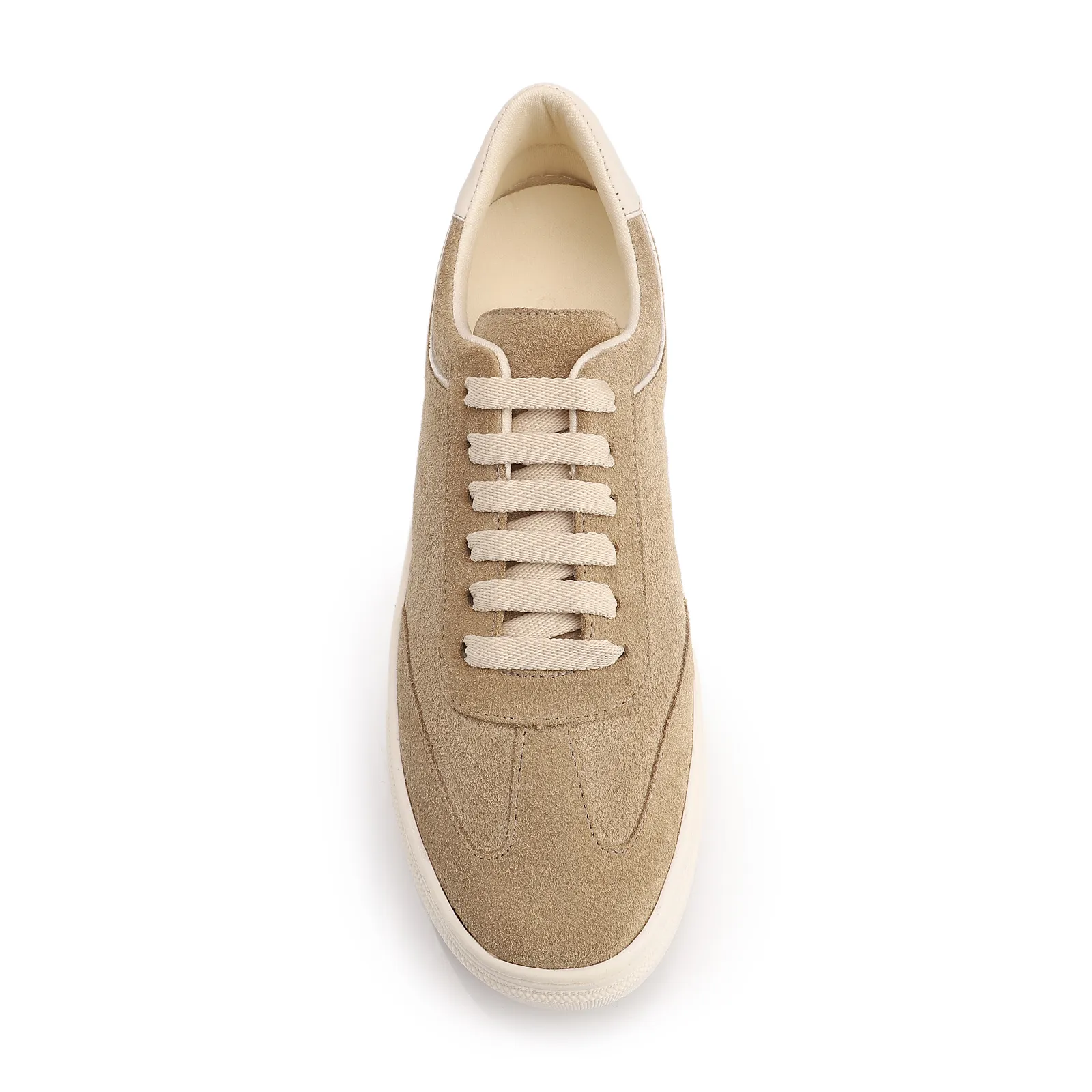 Tênis Flatform Couro Camurça Bege