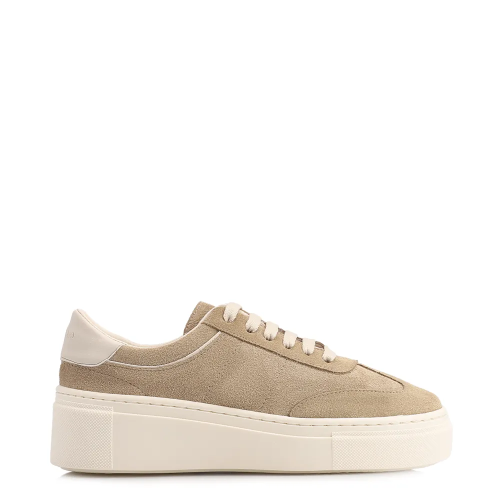 Tênis Flatform Couro Camurça Bege - imagem 3