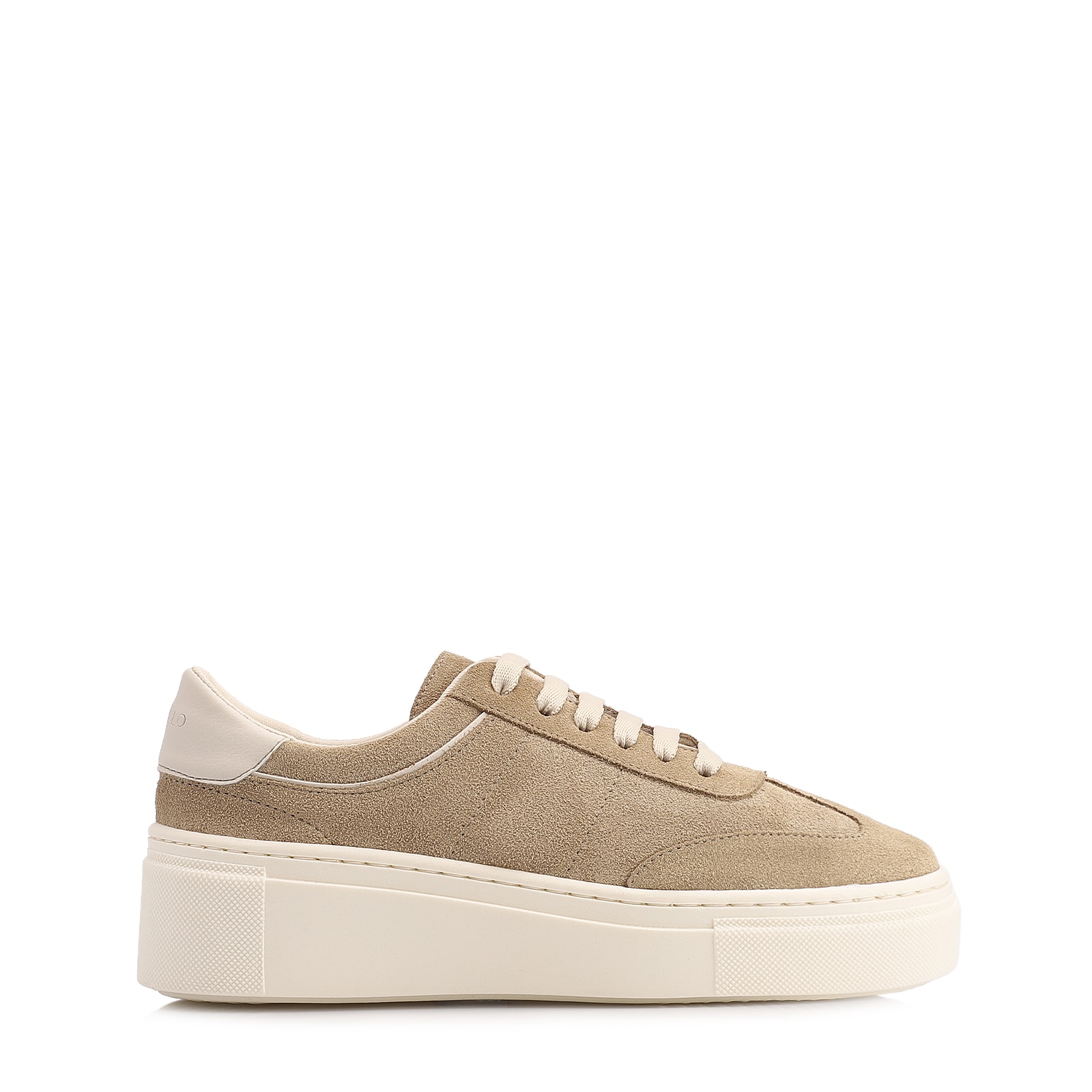 Tênis Flatform Couro Camurça Bege