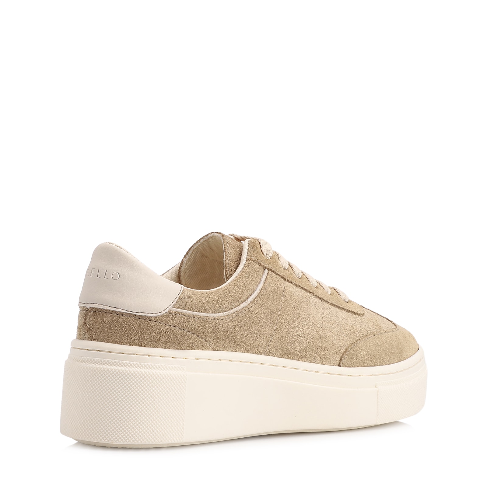 Tênis Flatform Couro Camurça Bege