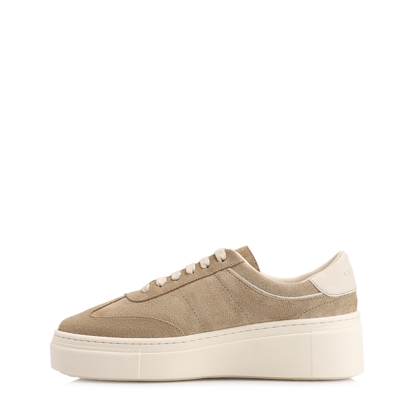 Tênis Flatform Couro Camurça Bege