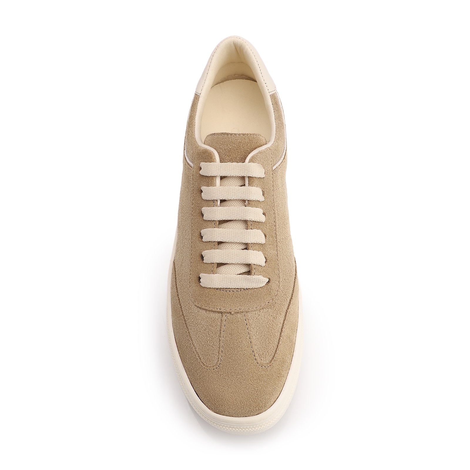 Tênis Flatform Couro Camurça Bege