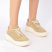 Tênis Flatform Couro Camurça Bege - imagem 2