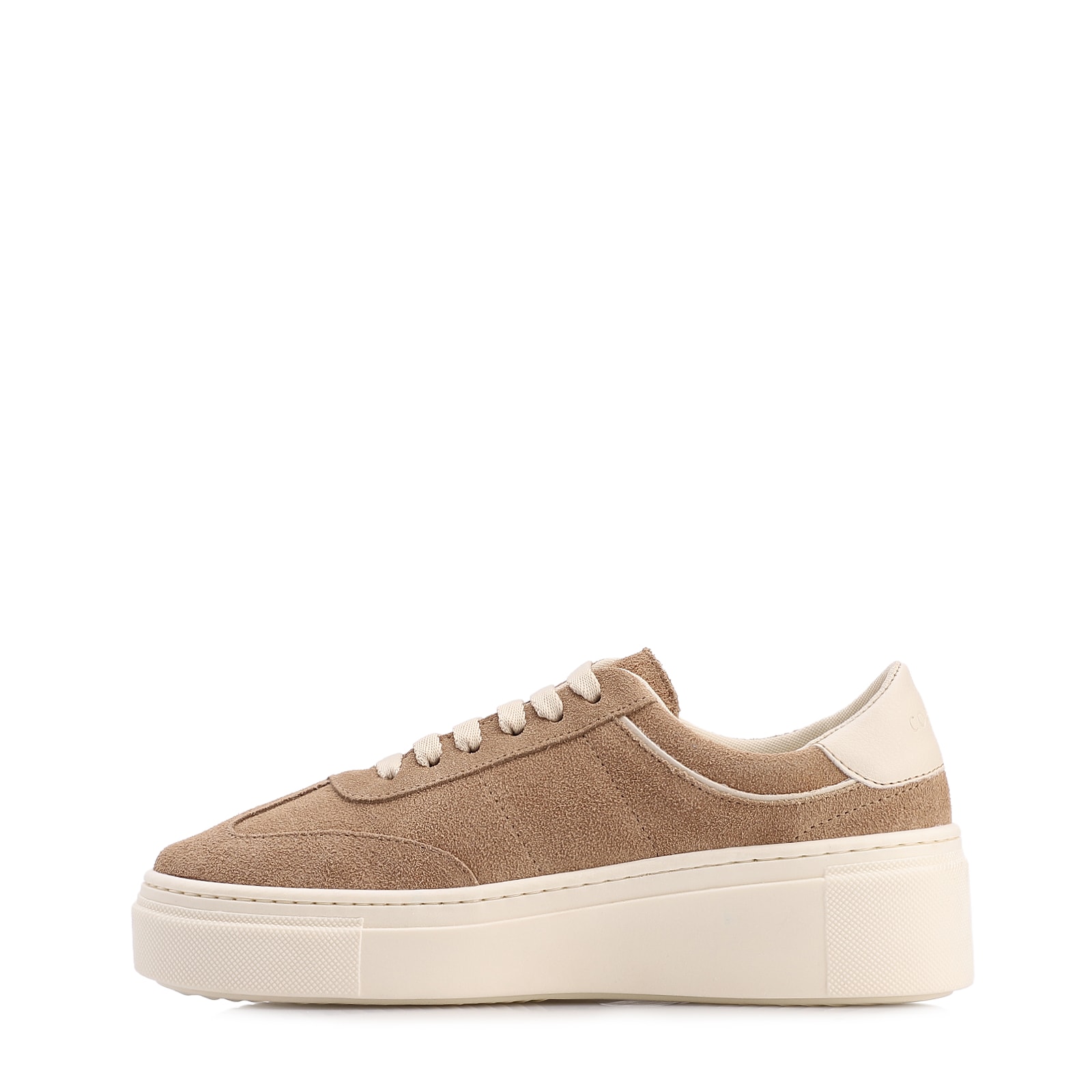 Tênis Flatform Couro Camurça Bege