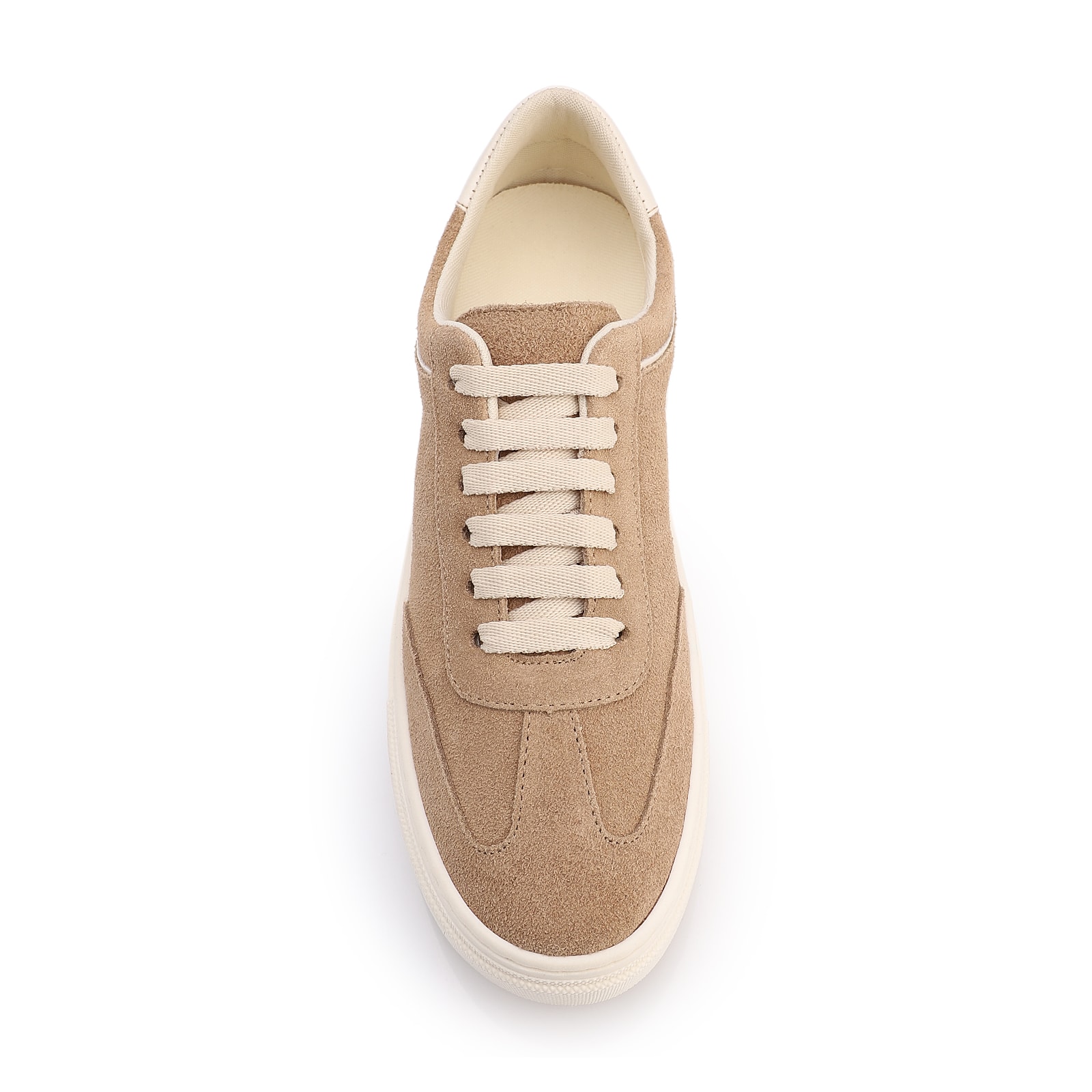 Tênis Flatform Couro Camurça Bege