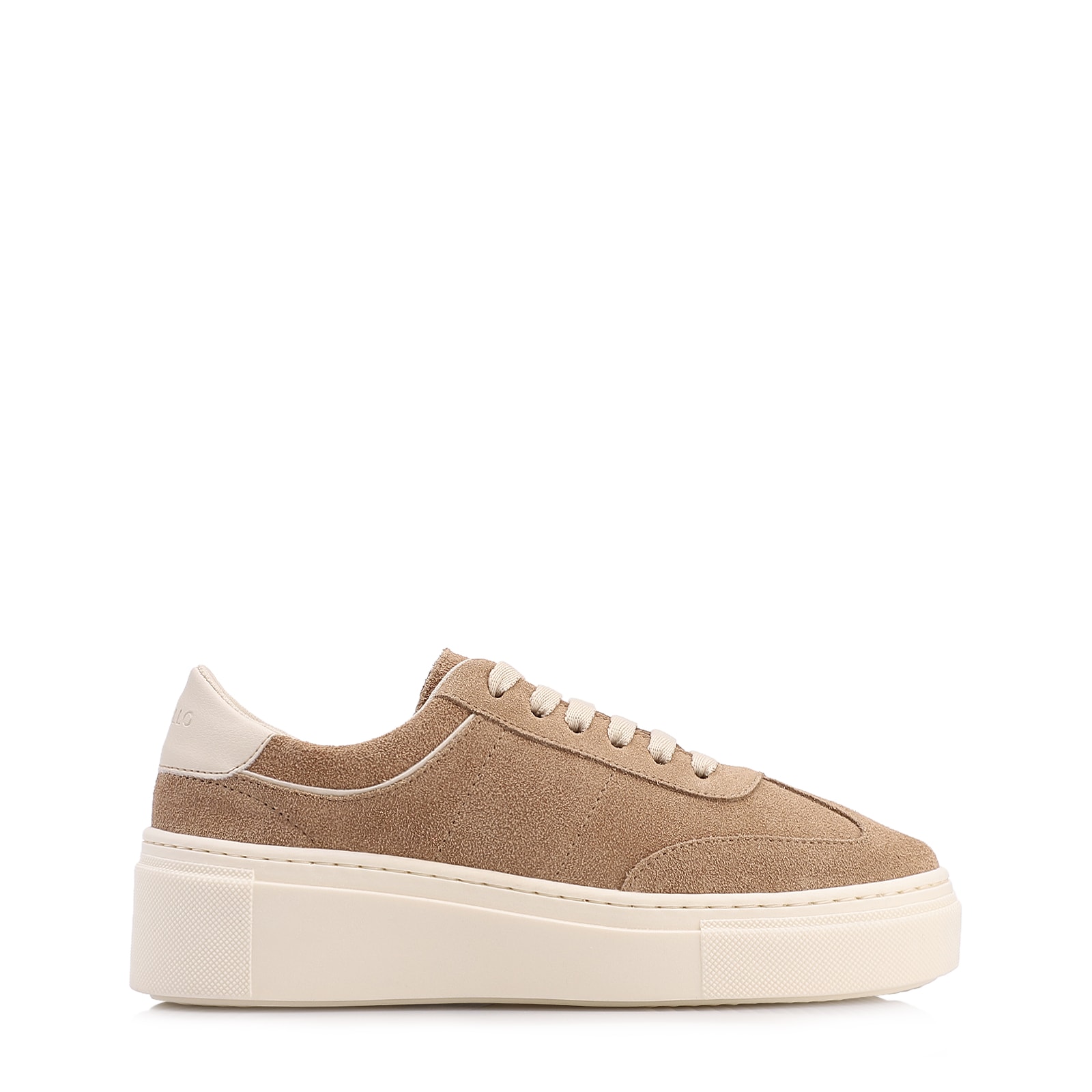 Tênis Flatform Couro Camurça Bege