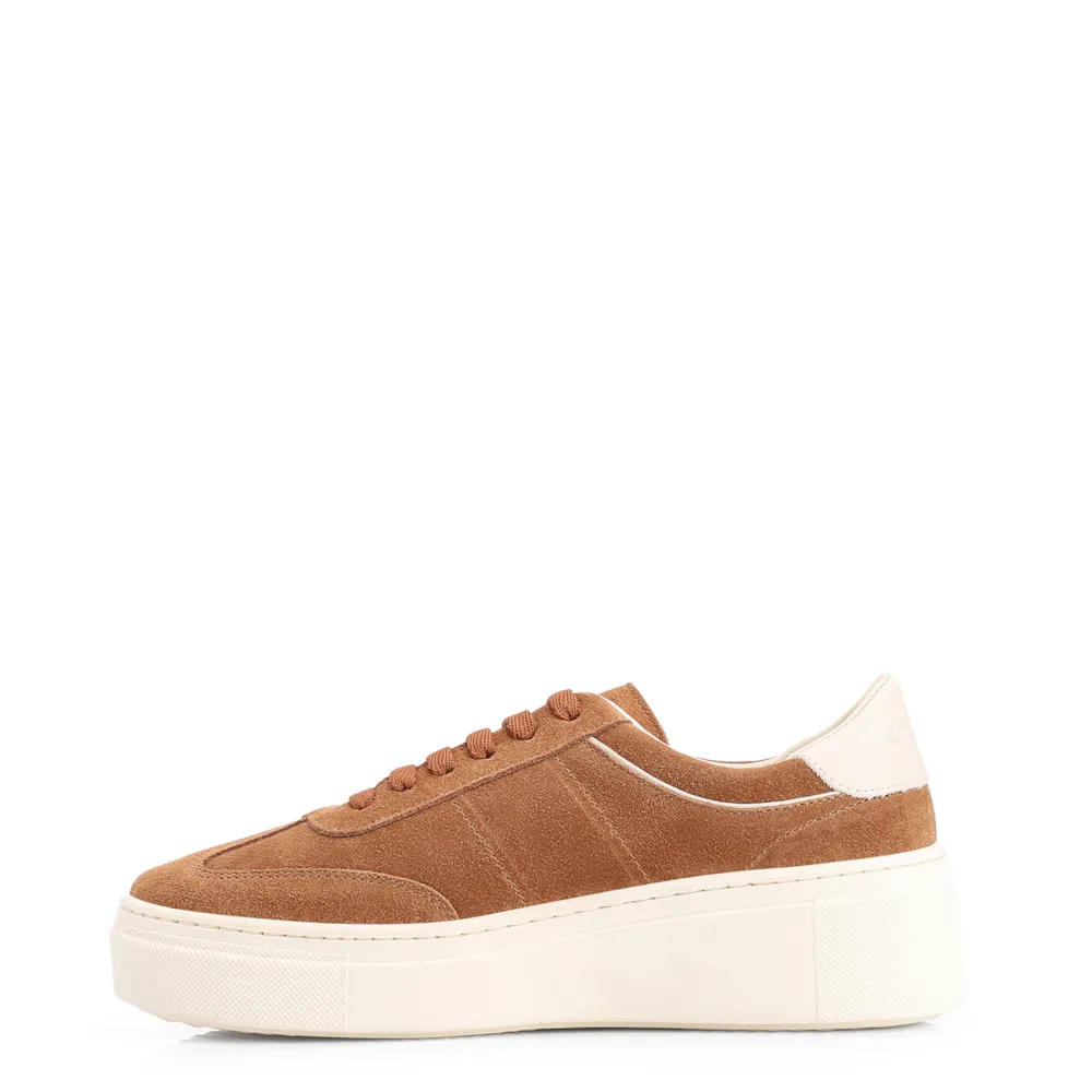Tênis Flatform Couro Camurça Marrom Claro - imagem 5