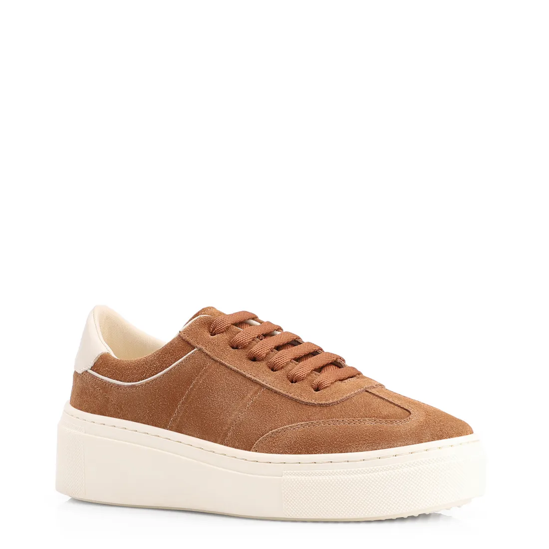 Tênis Flatform Couro Camurça Marrom Claro