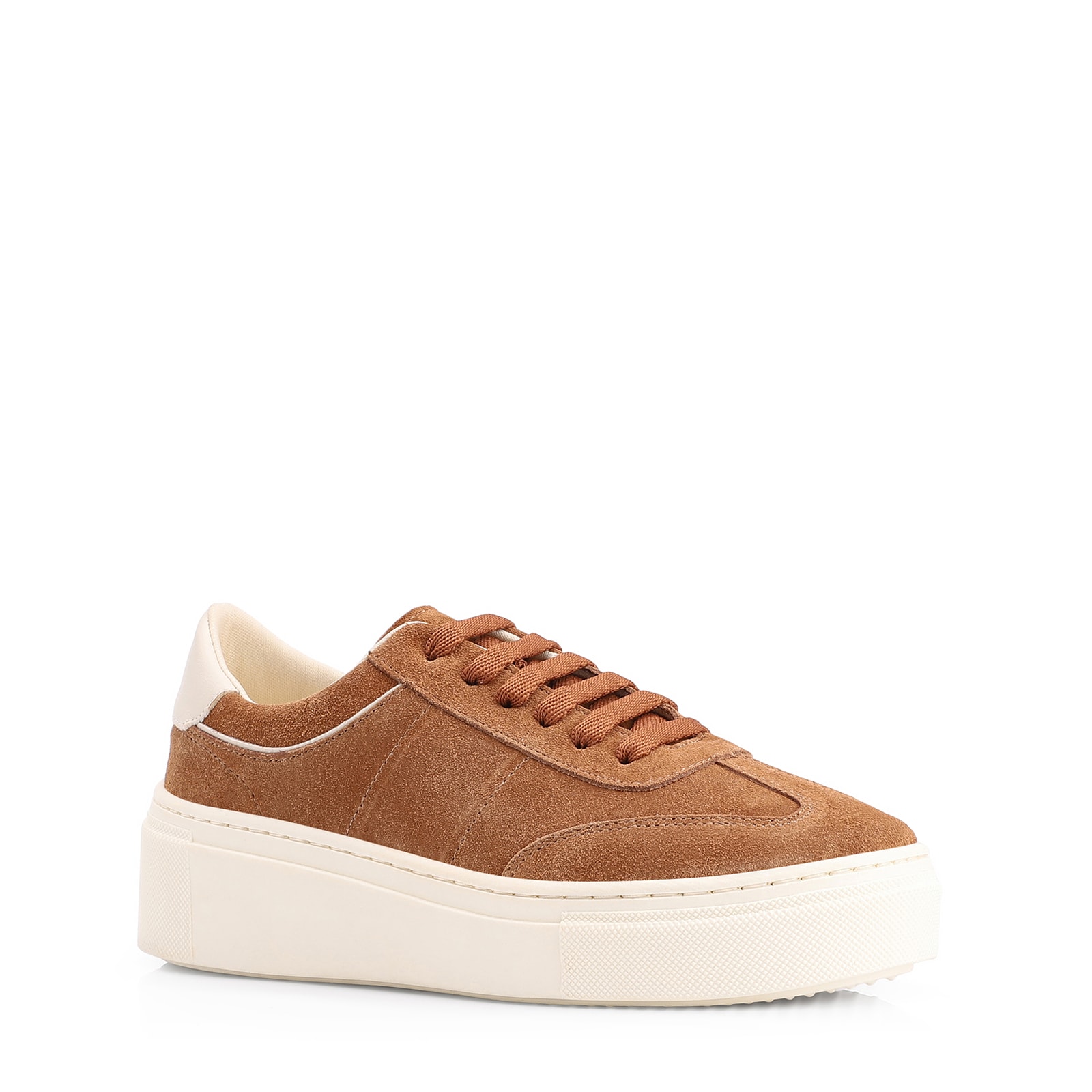 Tênis Flatform Couro Camurça Marrom Claro