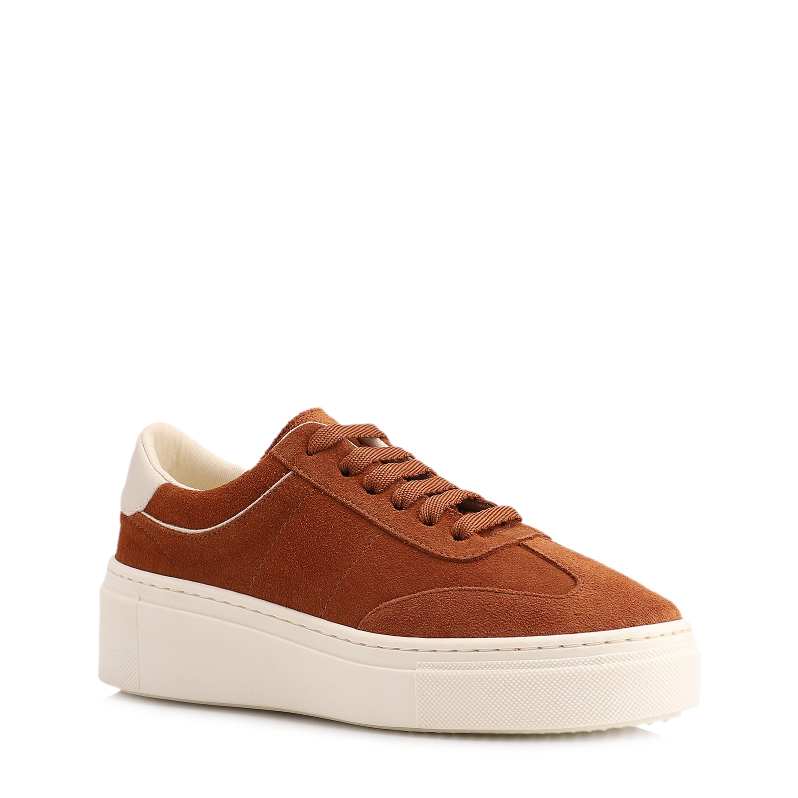 Tênis Flatform Couro Camurça Marrom Claro