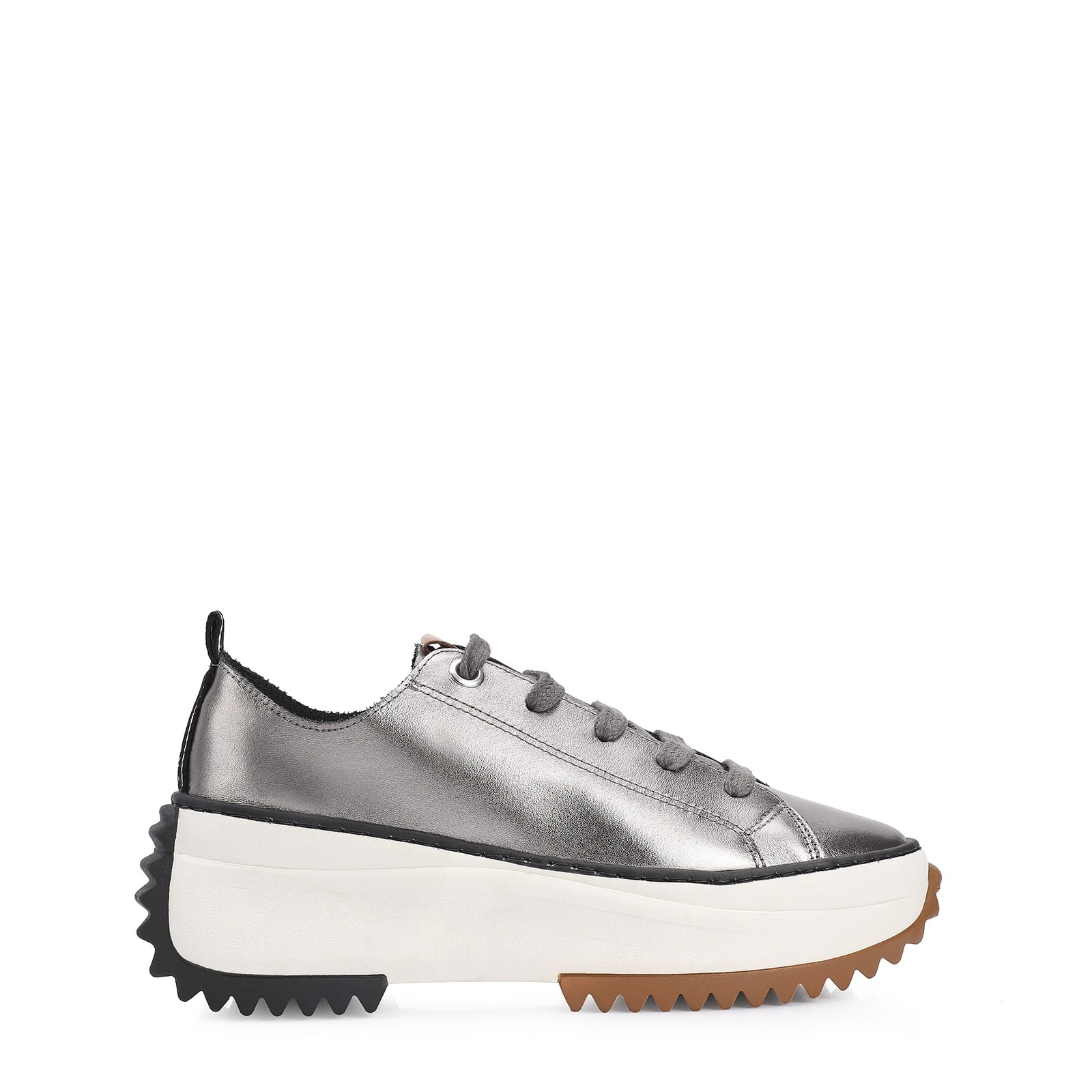 Tênis Flatform Couro Prata