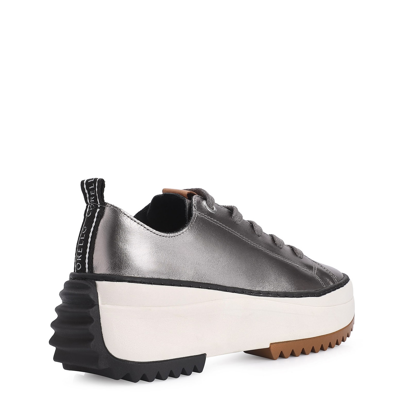 Tênis Flatform Couro Prata