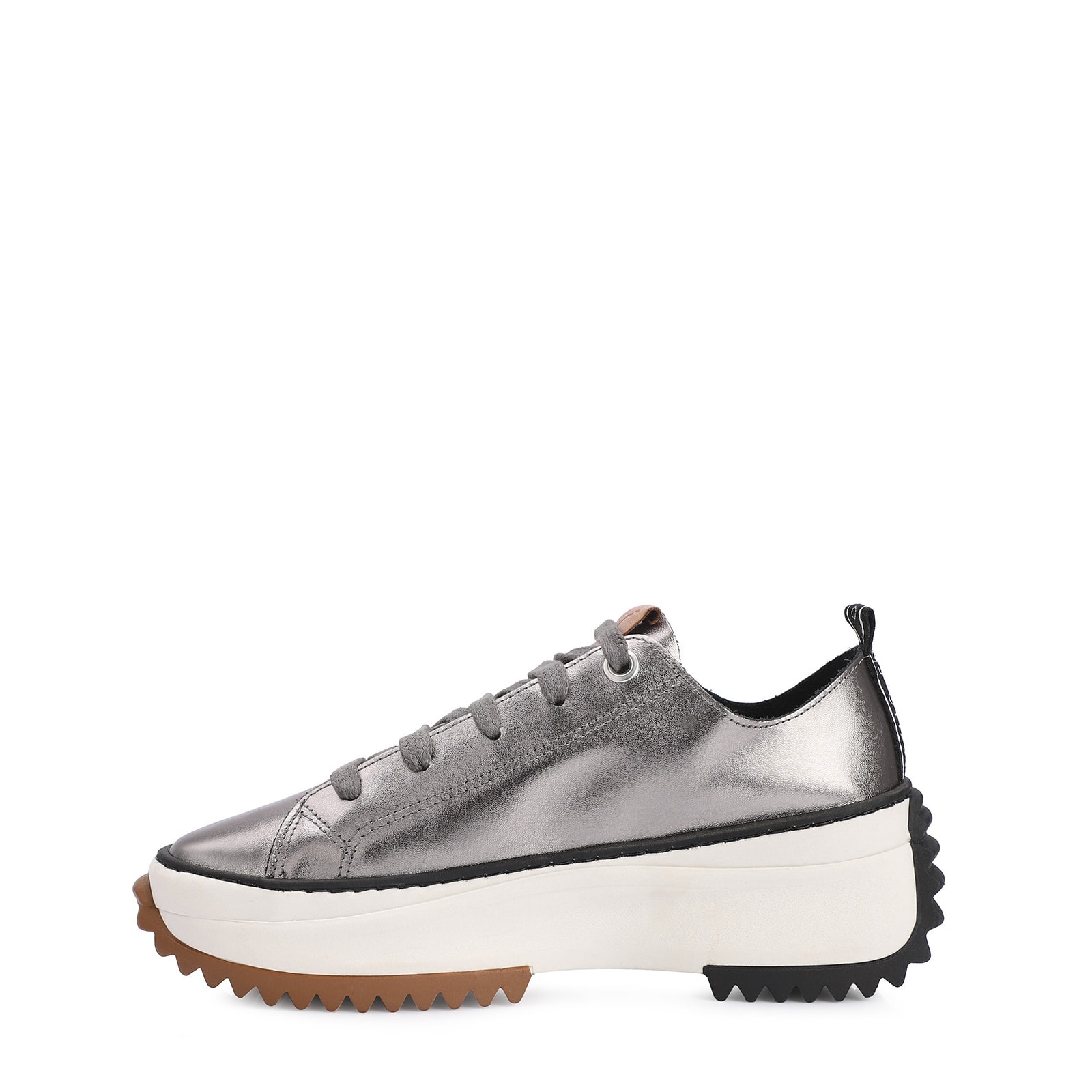 Tênis Flatform Couro Prata