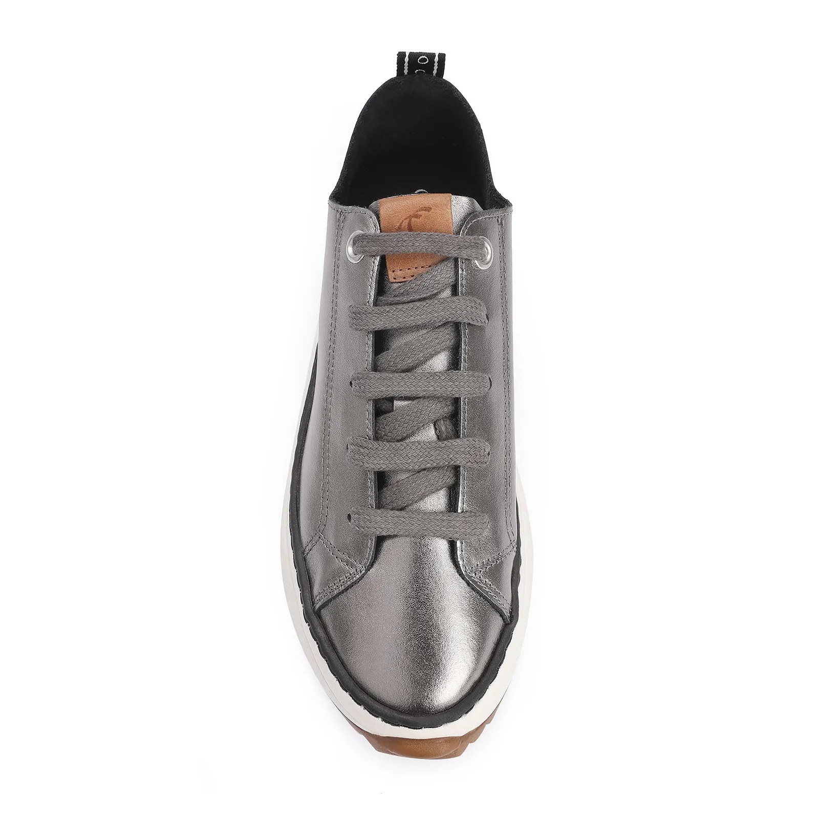 Tênis Flatform Couro Prata