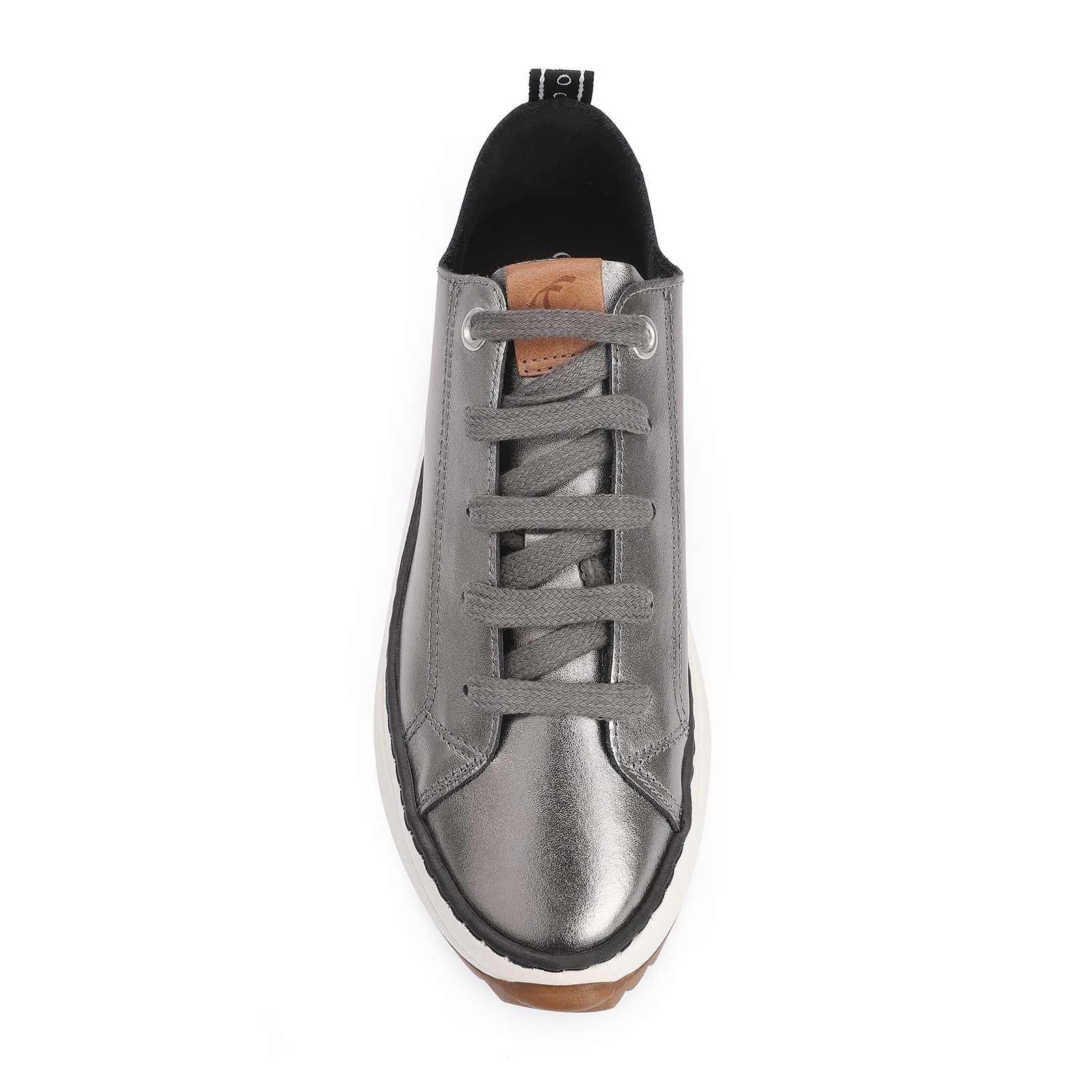 Tênis Flatform Couro Prata
