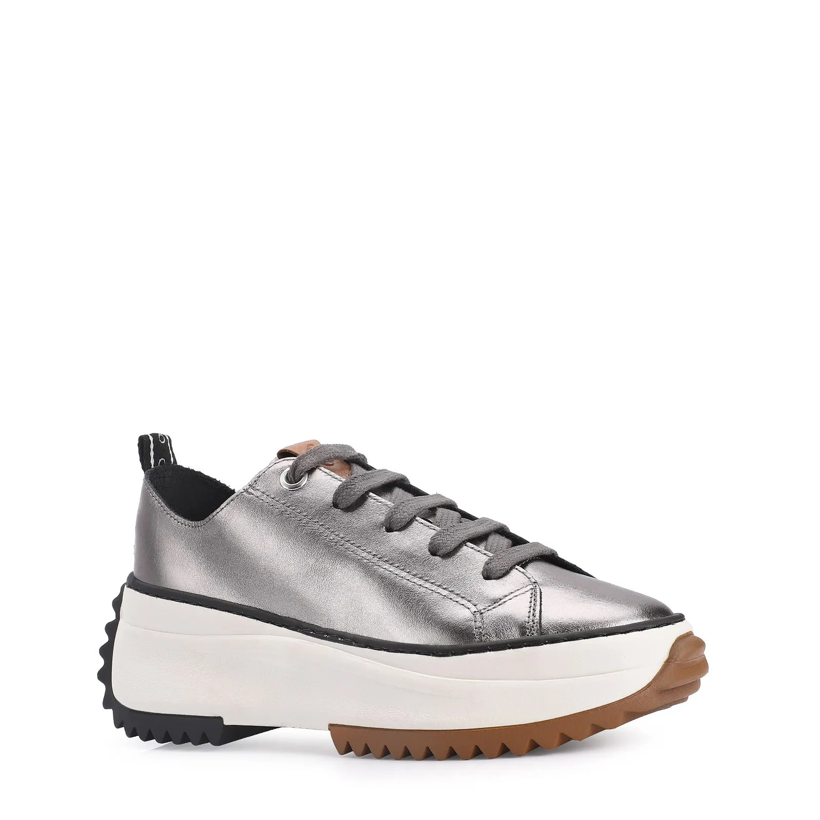 Tênis Flatform Couro Prata