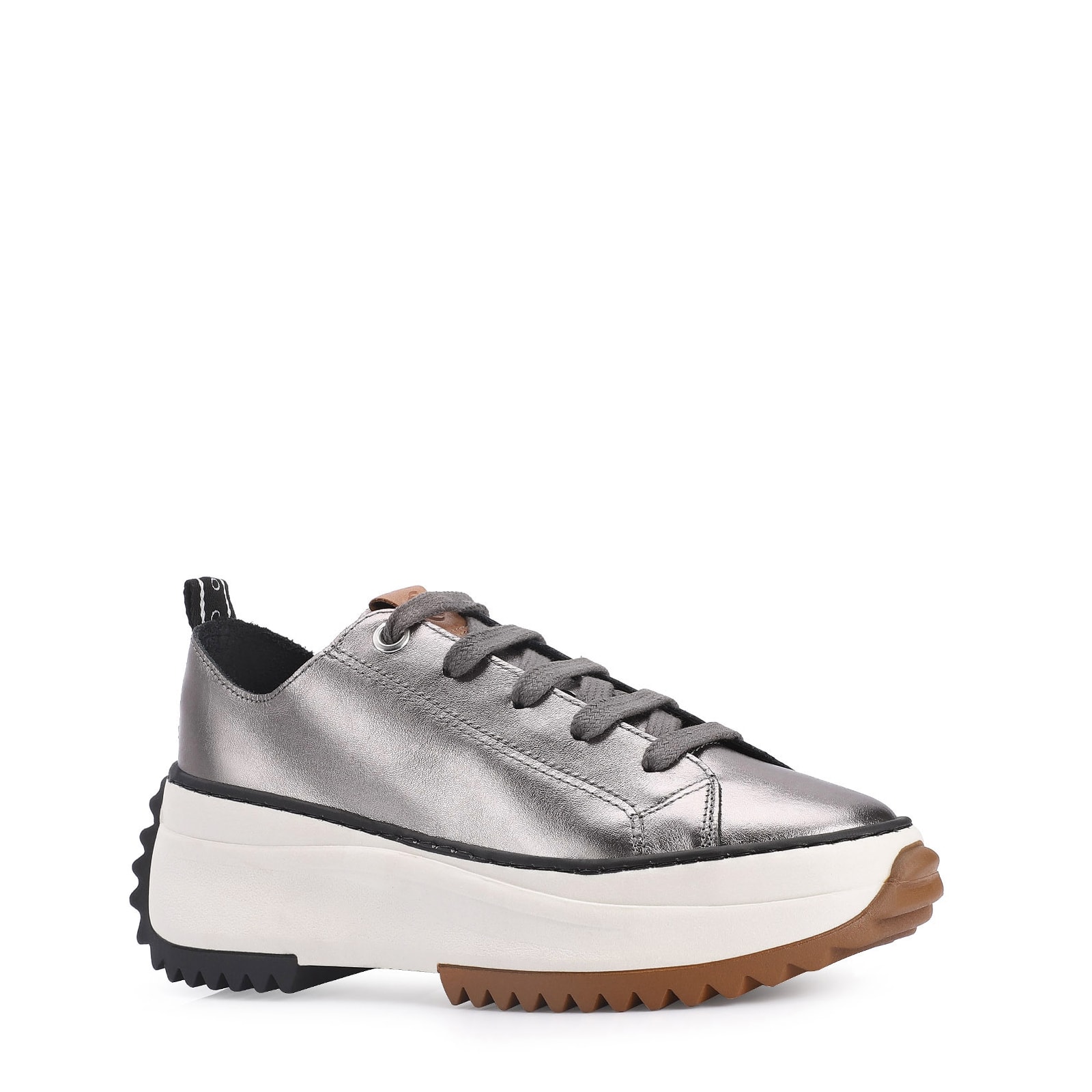 Tênis Flatform Couro Prata
