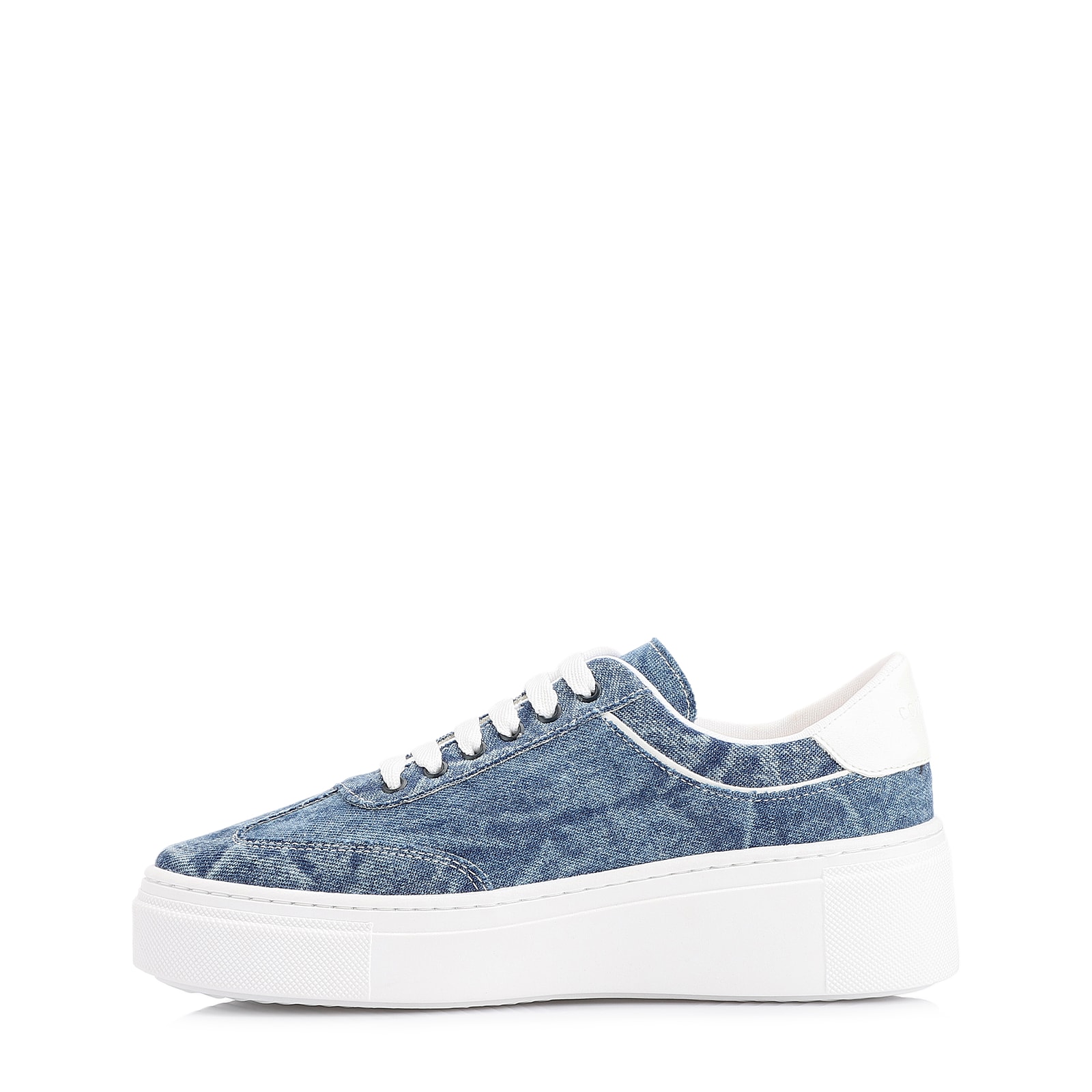 Tênis Flatform Tecido Jeans/Alt Branco