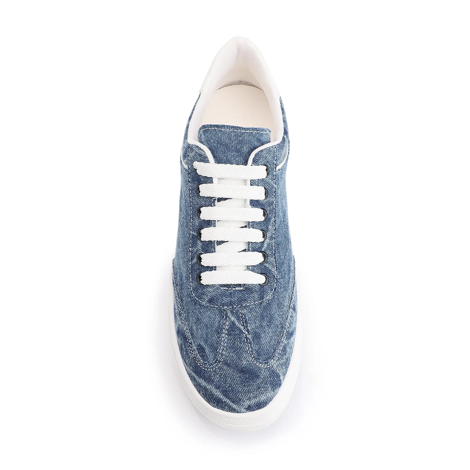 Tênis Flatform Tecido Jeans/Alt Branco