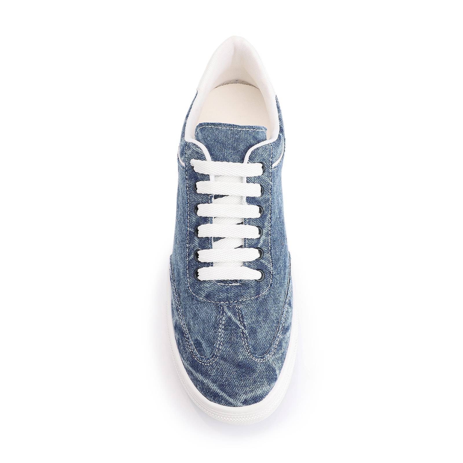 Tênis Flatform Tecido Jeans/Alt Branco