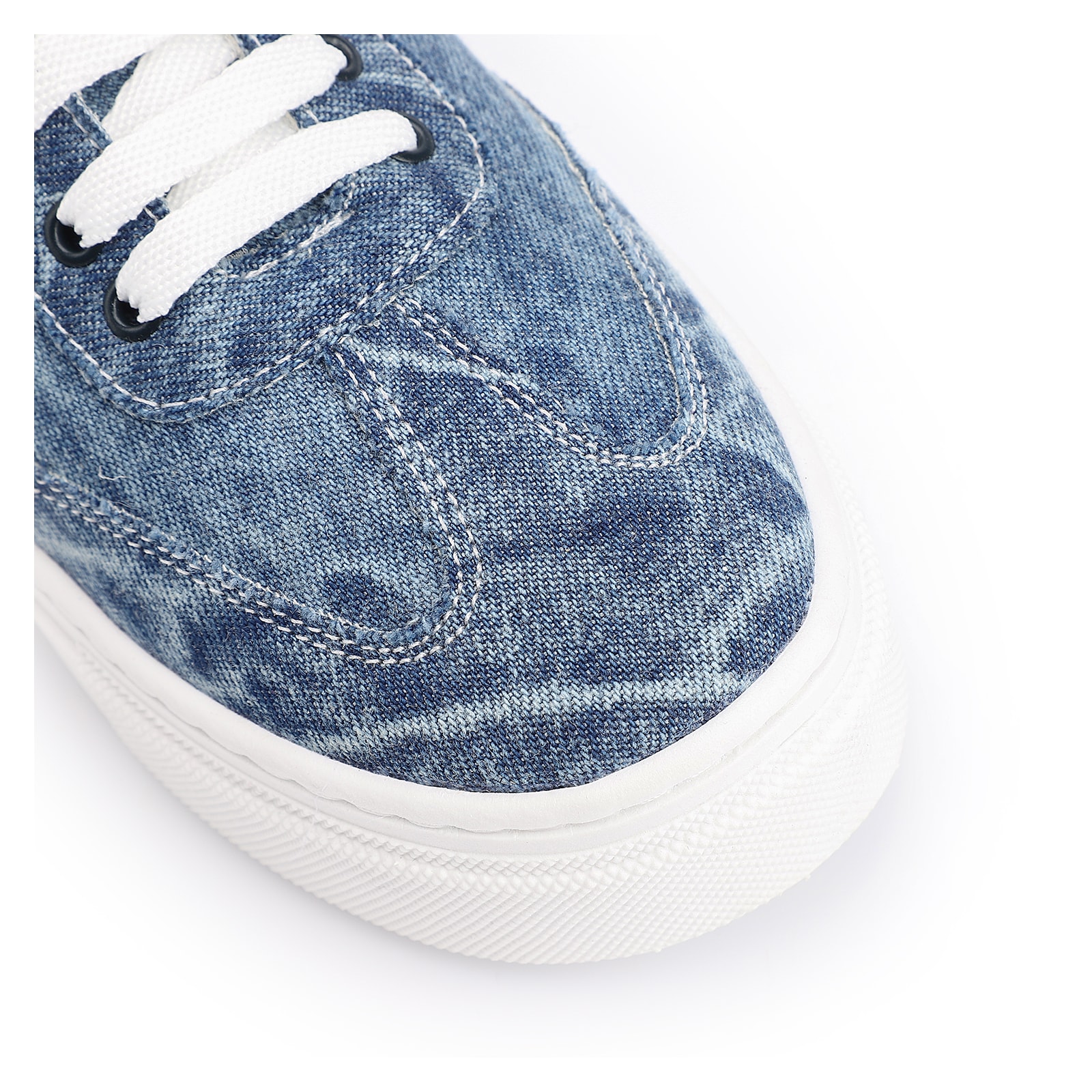 Tênis Flatform Tecido Jeans/Alt Branco