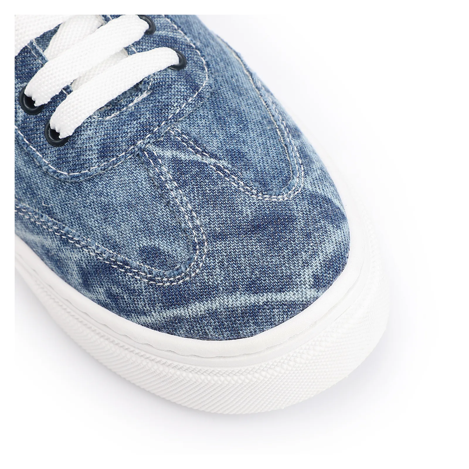 Tênis Flatform Tecido Jeans/Alt Branco