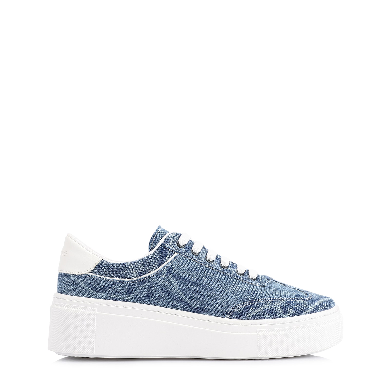 Tênis Flatform Tecido Jeans/Alt Branco