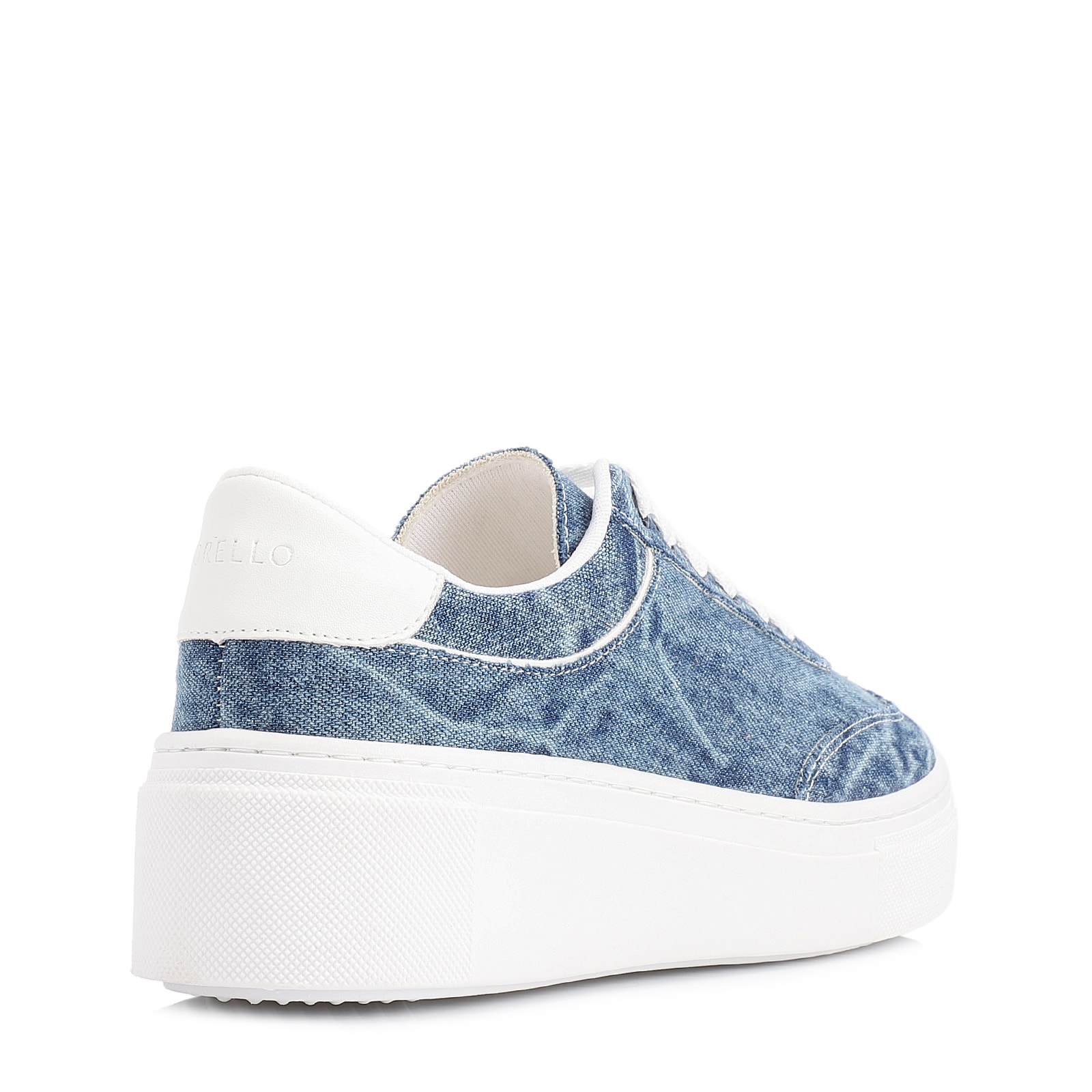Tênis Flatform Tecido Jeans/Alt Branco