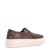 Tênis Marrom Couro Recortes Slip On - imagem 3
