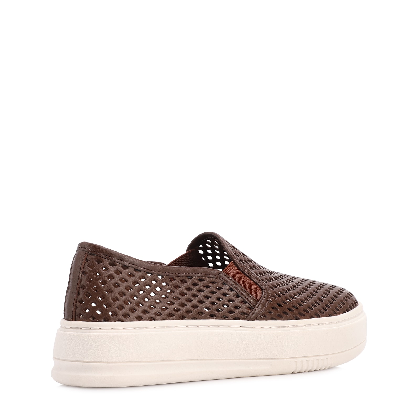 Tênis Marrom Couro Recortes Slip On